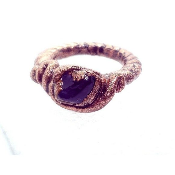 Purple fluorite crystal ring handmade size 4 - Picture 4 of 12